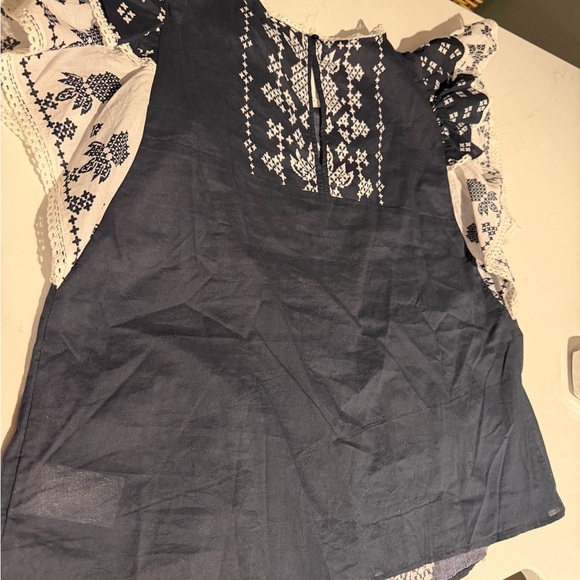 NWT Farm Rio x Anthropologie Printed Flutter sleeve Top size L - Picture 5 of 5